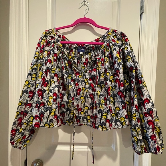 Royal Native blouse. One Size Fits All. Cropped wax print style patterned top. - Picture 2 of 7